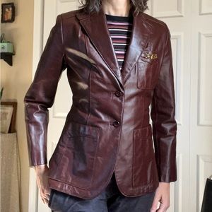 Etienne Aigner Women’s Vintage Leather Jacket Oxblood Size 6